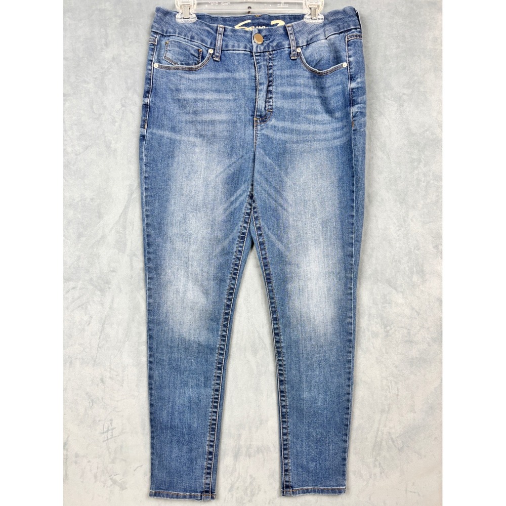 Seven7 Women High Rise Skinny Jeans Tummyless Medium Wash Size 14 Stretch Denim